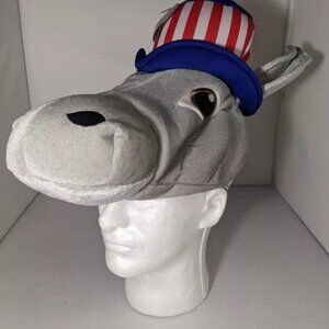 NEW-Costumes USA Donkey Head Democrat 4th of July Jackass Hat Plush 2024Election